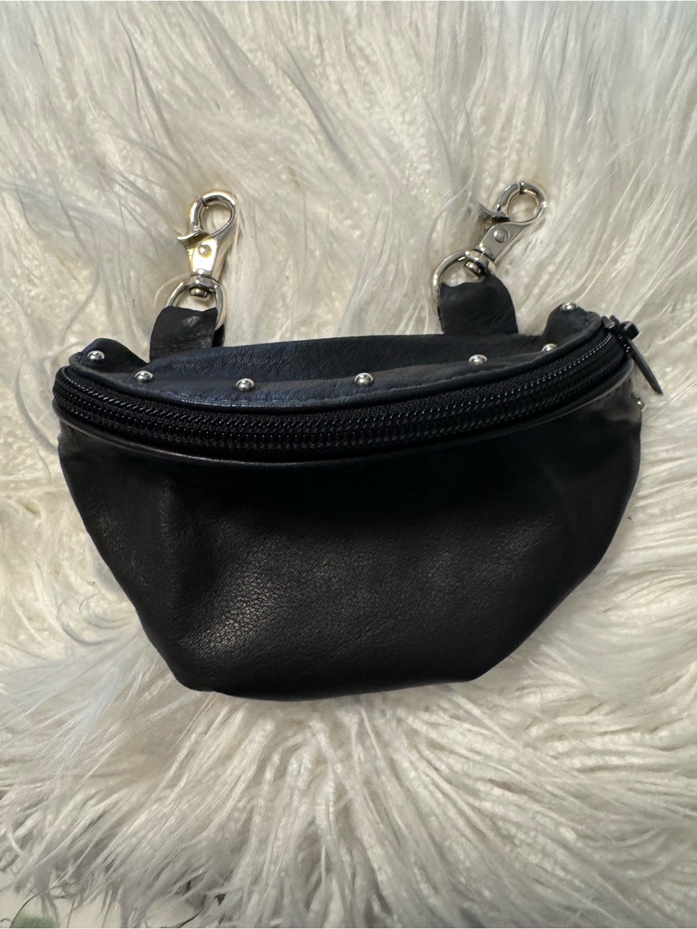 Harley-Davidson Black Leather Mini Belt Bag with Silver Studs